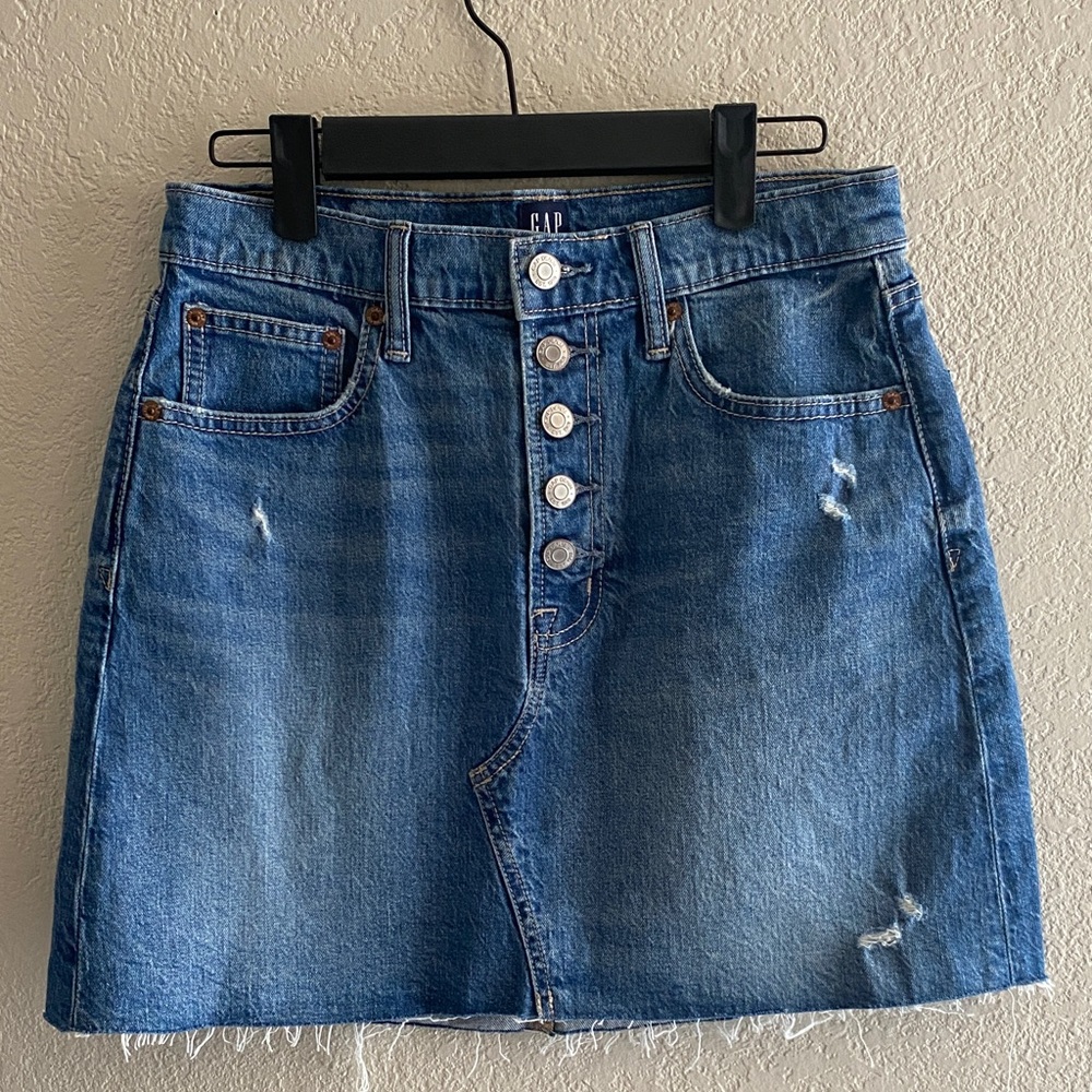GAP Classic Blue Button-Up Denim Mini Skirt size 4